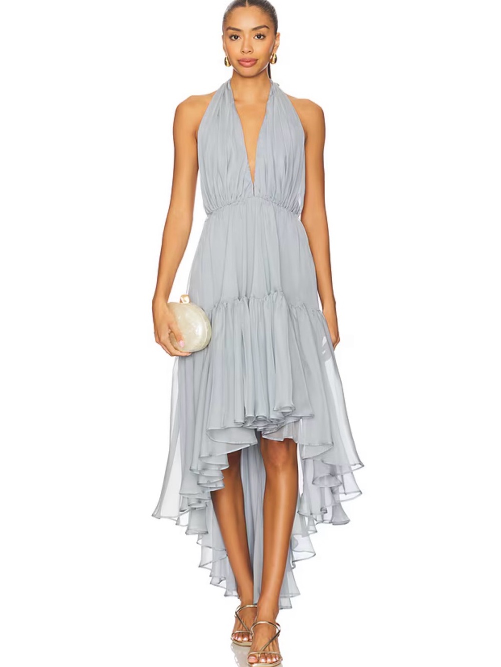 BARDOT x REVOLVE | Leona High Low Ruffle Dress in Cornflower